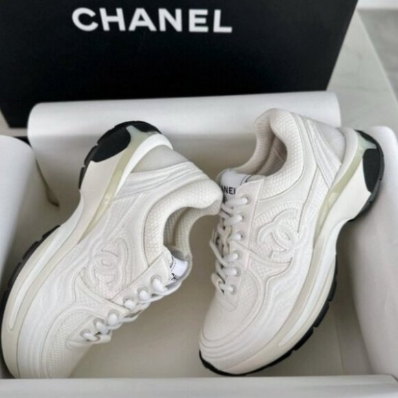 Classic White Chanel Designer Trainers - Picture 2 of 7